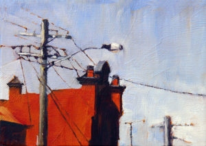 “Sunlit Wall (Rozelle)” oil on canvas. 13x18cm