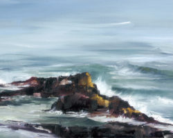 "The Calm Sea Beyond" oil on canvas. 33x52cm.