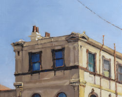 Peninsula Rooftops 2016 - "Victoria & Hancock" (Rozelle) Oil on linen. 33x33cm. Private Collection