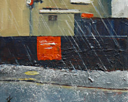 "Wednesday's Hail Storm" 2015 oil on canvas 15x15cm. SOLD