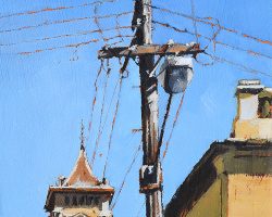 "Light Pole on Jane" 2017 oil on canvas. 18x13cm. SOLD