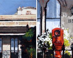 "517" Oil on canvas, 15x30cm (two panels). 2018. private commission