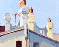 "Balmain Rooftops" 2018. Oil on canvas, 15x15cm. SOLD