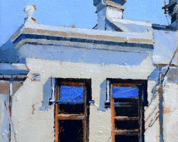 "No More Coke" 2019. Oil on canvas. 17x13cm. This tiny old Rozelle shop with it's old signs was a treasure, then one day they painted the whole thing a neutral grey! SOLD