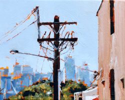 "Rozelle Laneway" 2020. Oil on canvas. 13x17cm. A very short hidden laneway off Darling Street in Rozelle. From here you see a nice view. SOLD