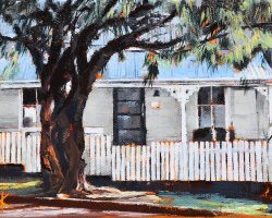 "Rozelle Cottage" 13x17 cm oil on canvas, 2019. A pretty little weatherboard on the Balmain peninsula. Commission.
