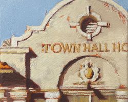 "Town Hall in the Afternoon" 17x13cm, oil on canvas 2022. Opened in 1879, the verandah was sadly scrapped when the Town Hall Hotel was renovated in 1930. After many changes over many years it closed. The building is actually very nice, and it will re-open in 2024 with a new team headed by acclaimed Italian chef Alessandro Pavoni who first worked here when he arrived in Australia over 20 years ago. “It’s super exciting. When I came to Sydney, I didn’t understand a word of English and this is where I met my wife. So, it connects with my heart, and I work a lot with my heart.” So cool! 🔴 SOLD