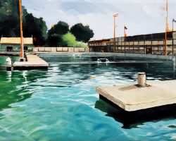 'Ready for the Game' oil on canvas. 2024. 31x41cm plus float timber frame.
Dawn Fraser Baths is Australia's oldest public pool, and the Balmain Water Polo Club is Australia's oldest water polo club (celebrating 140 years in 2024!)
'Dawnies', one of Sydney’s most-loved assets is a special place - and the perfect home for Balmain Water Polo!  🔴 SOLD